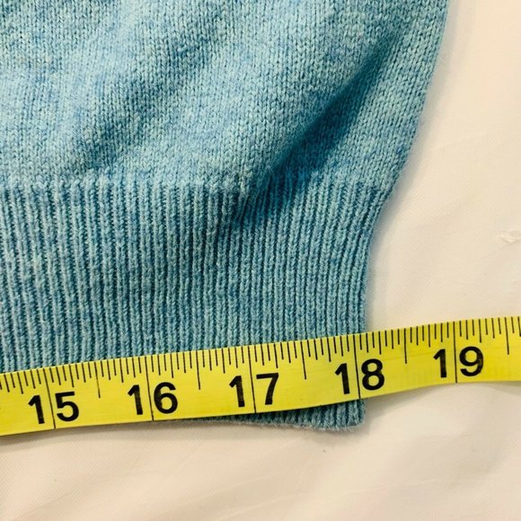 J Crew Cotton Cashmere Blend Knit Sweater V Neck Long Sleeve Light Blue L #86055 - Picture 12 of 12